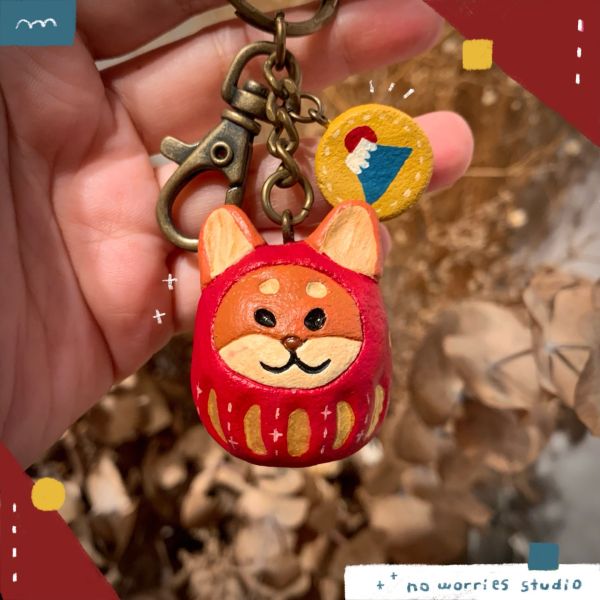 圓滾滾的柴柴達摩福神【鑰匙圈】 