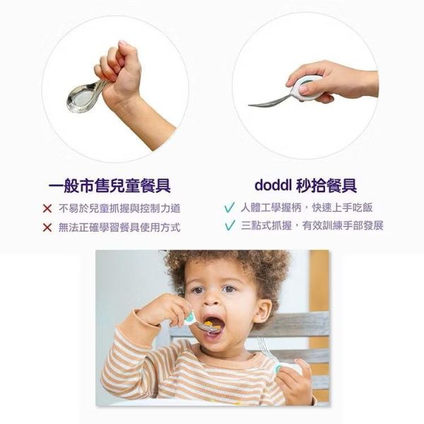 doddl 人體工學嬰幼兒學習餐具3件組 