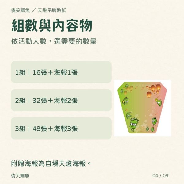 【傻笑鱷魚】創意天燈吊牌貼紙｜注音／無注音／空白｜16／32／48張・附自填海報 