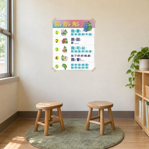 【傻笑鱷魚】和好角海報33×39cm｜吵架後照五步說，孩子自己和好｜注音／無注音｜班級經營教室佈置 