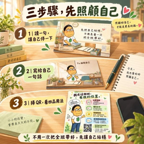 【傻笑鱷魚】安定與歸屬班級主題組｜海報・留言卡10張・圓貼10枚・教師明信片｜注音／無注音 