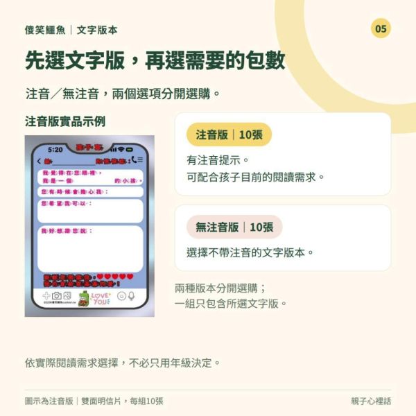 【傻笑鱷魚】親子心裡話雙面明信片｜A6・10張｜注音／無注音｜班親會親子書寫 