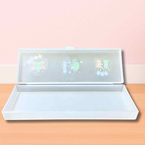 透明收納筆盒：送貼紙文具 