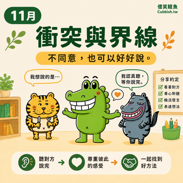 【2026.11 月｜衝突與界線】傻笑鱷魚老師班級後援｜