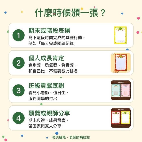 【傻笑鱷魚】A4獎狀紙20張｜優秀獎狀・感謝狀｜隨機款／粉綠款｜期末表揚・班級經營 