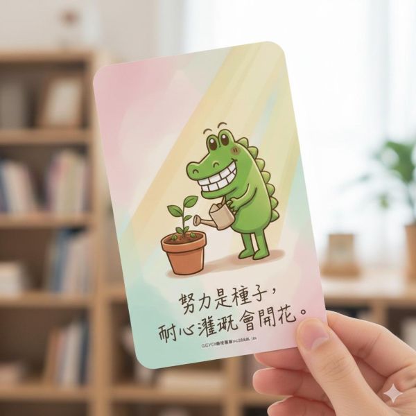 【傻笑鱷魚】雙面努力勵志明信片8款｜14×9cm學生鼓勵卡・教師回饋卡｜注音／無注音｜班級經營 