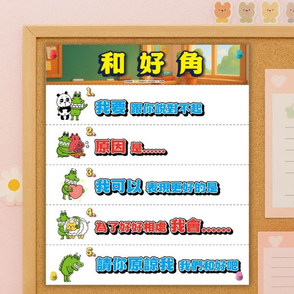 【常規教室佈置海報】1上課時間＋下課時間 2老師的叮嚀＋好人緣提醒 3和好角＋說好話做好事 4.乾淨整潔＋重視時間 教室佈置圖,教室海報,好品格標語,班規海報,勵志標語,學習態度標語,正向鼓勵標語,品格教育海報,國小教室佈置,佈告欄裝飾