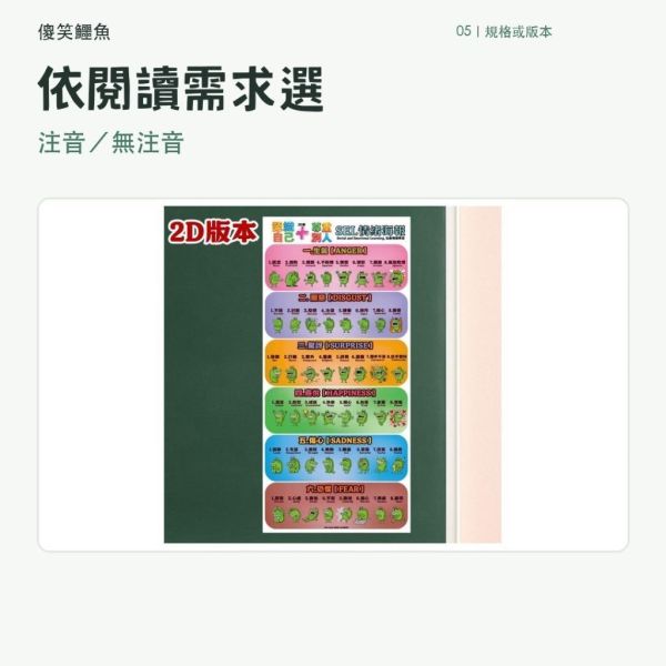【傻笑鱷魚】48種情緒認識海報(29.5x63cm)＋情緒卡｜SEL情緒教育｜情緒表達｜冷靜角｜班級經營 