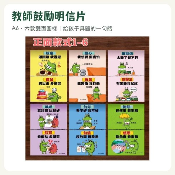 【傻笑鱷魚】教師鼓勵明信片A6｜6款雙面留言卡｜12張／30張＋海報2張／海報2張｜學生祝福卡 