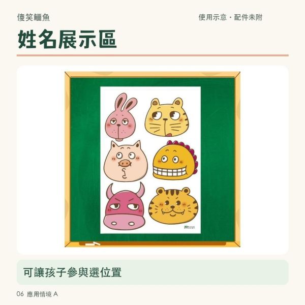 【傻笑鱷魚】A3動物頭教室佈置圖｜自剪素材｜隨機1張6隻／完整6張36隻 