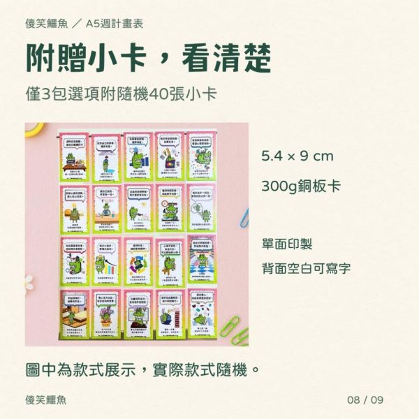 【傻笑鱷魚】A5週計畫表・小花朵｜雙面・40張／包｜3包附隨機自律小卡40張 