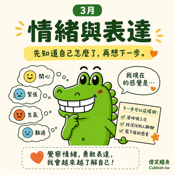 【2027.3 月｜情緒與表達】傻笑鱷魚老師班級後援｜