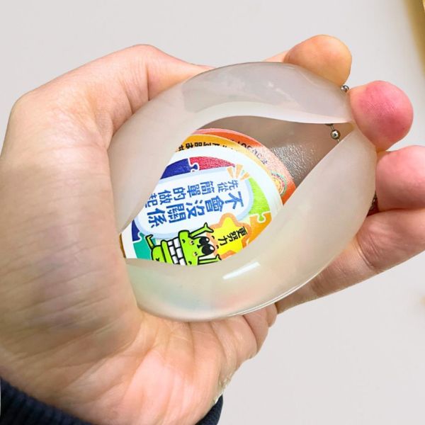 【傻笑鱷魚】捏開式零錢包｜5×8cm半透明・含串珠鏈｜送鼓勵圓貼10枚・圖案隨機 