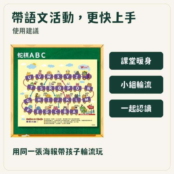 【傻笑鱷魚】蛇棋認讀海報33×39cm｜ABC英文／ㄅㄆㄇ注音｜教室語文活動・語文角佈置 