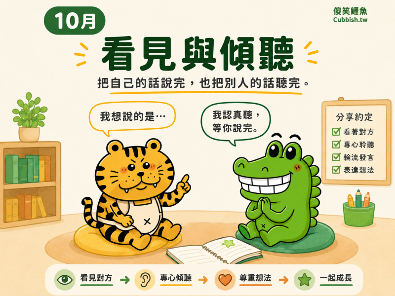 【2026.10 月｜看見與傾聽】傻笑鱷魚老師班級後援｜