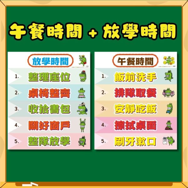 【教室布置海報：秩序口訣】上課重點＋學習重點｜靜心角＋不奔跑｜午餐時間＋放學時間 教室佈置圖,教室海報,好品格標語,班規海報,勵志標語,學習態度標語,正向鼓勵標語,品格教育海報,國小教室佈置,佈告欄裝飾