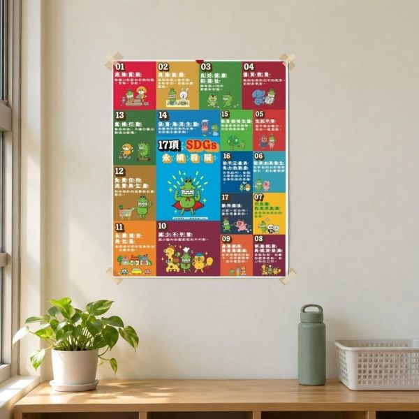 【傻笑鱷魚】SDGs永續教育教具｜17項旗幟・33×39cm海報・小卡｜注音／無注音｜環境教育・教室佈置 
