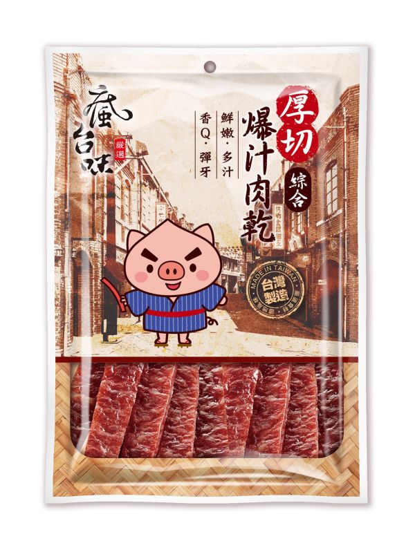 瘋台味-老街伴手禮(厚切爆汁綜合) 禮盒,伴手禮,團購,豬肉乾,鳳梨酥,肉紙,太陽餅,肉乾禮盒,台灣肉乾,送禮推薦,年節禮盒,公司團購,台灣特色零食,伴手禮推薦,禮盒推薦,團購推薦,肉乾哪裡買,有名豬肉乾