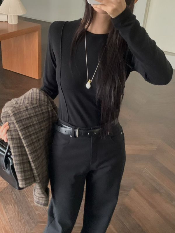 內刷毛直筒長褲 