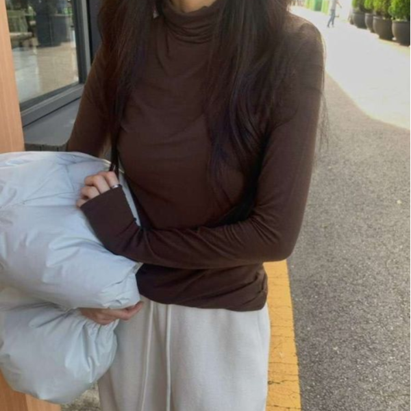韓系純羊毛高領上衣 