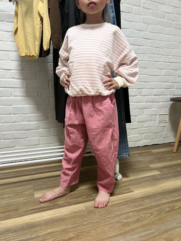 奶霜粉條紋親膚棉T 