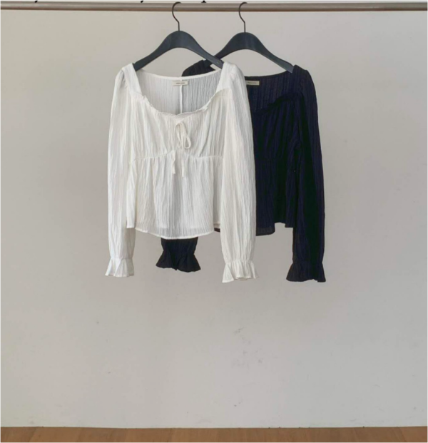 浪漫皺摺綁帶上衣（薄款） 