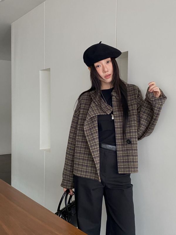 秋冬柔感拼接長袖上衣 