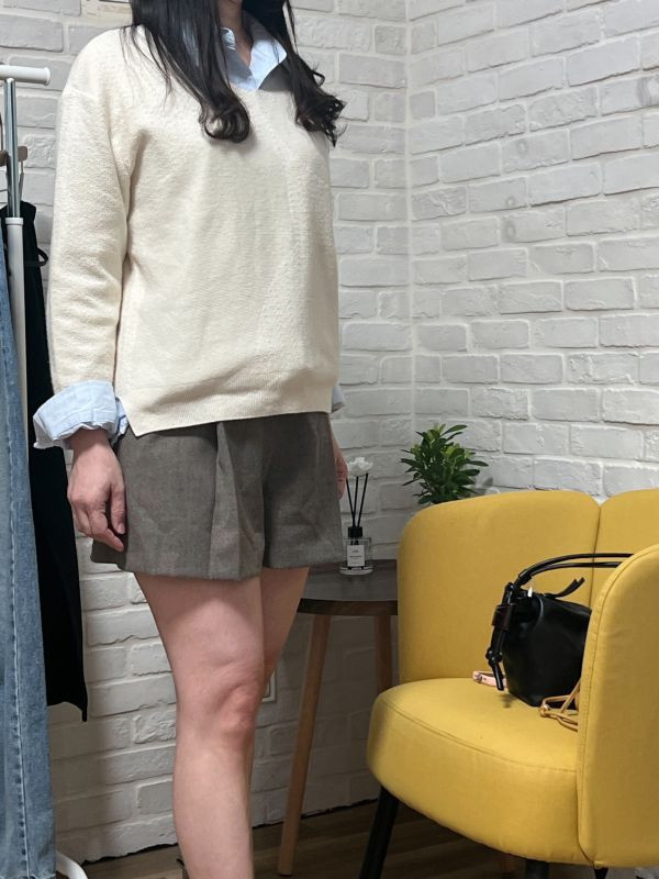 韓系學院風羊毛質感短褲 
