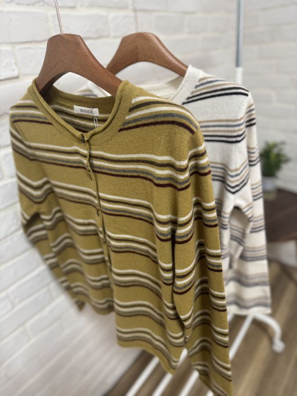 復古條紋針織上衣 