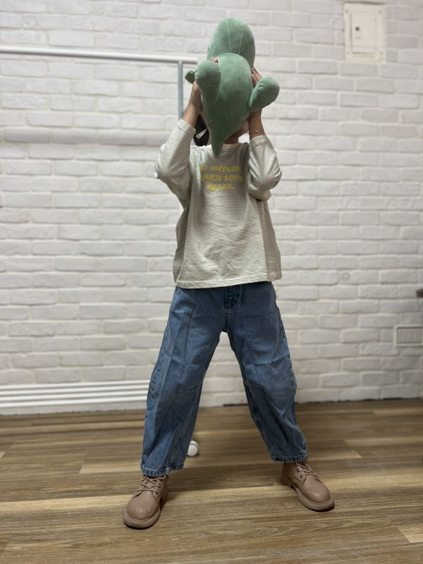正韓條紋文青長袖上衣 正韓,上衣,文青風,童裝