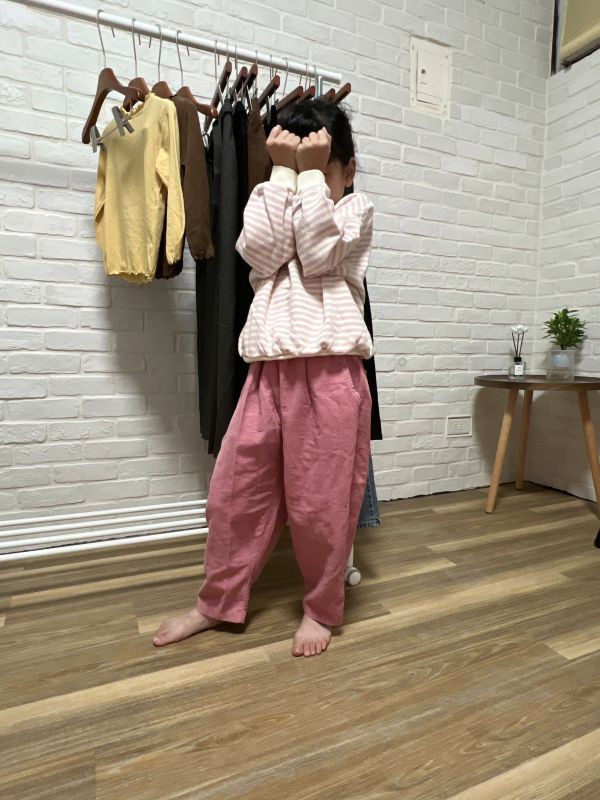 奶霜粉條紋親膚棉T 