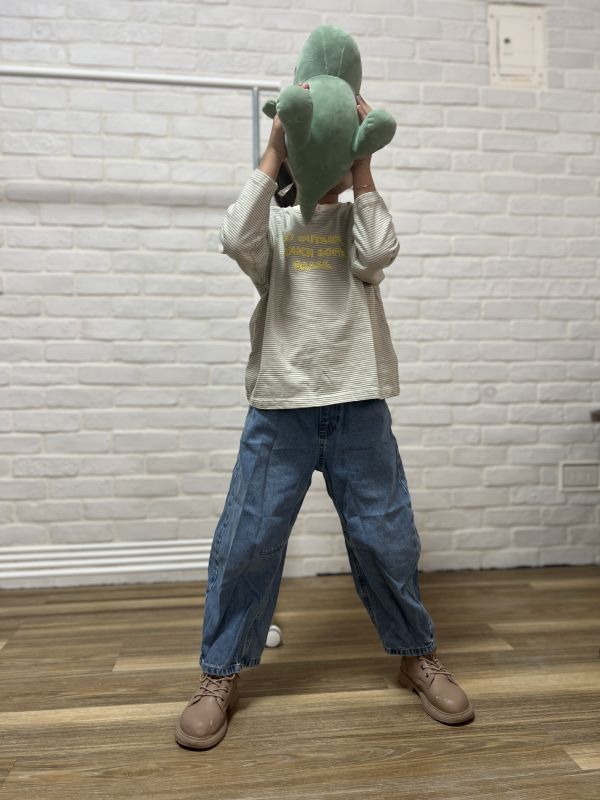 正韓條紋文青長袖上衣 正韓,上衣,文青風,童裝