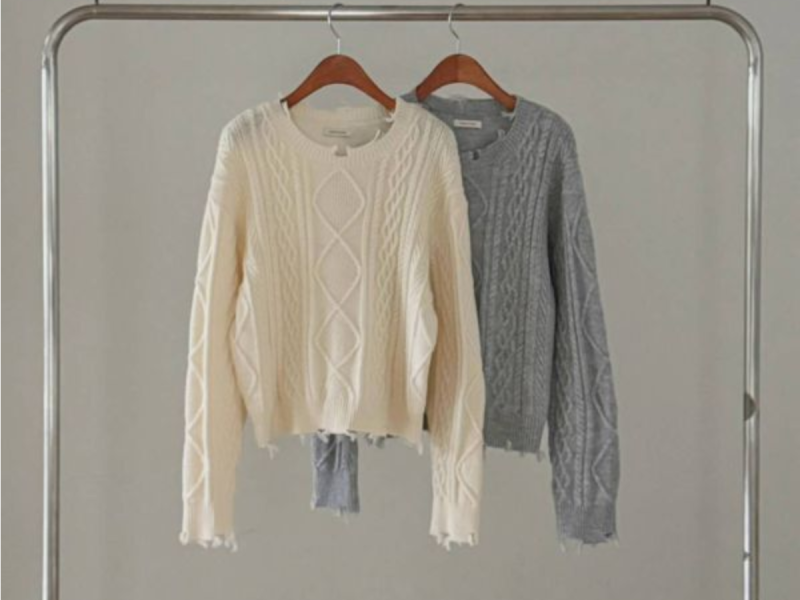 麻花不規則邊針織衣 