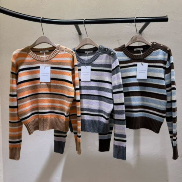 條紋小金扣毛衣 