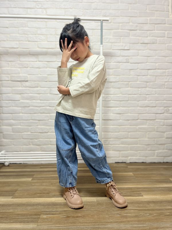 正韓條紋文青長袖上衣 正韓,上衣,文青風,童裝