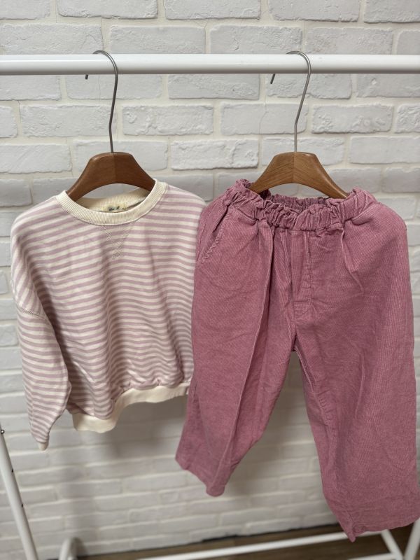 奶霜粉條紋親膚棉T 