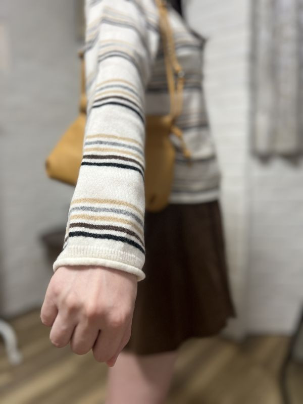 復古條紋針織上衣 