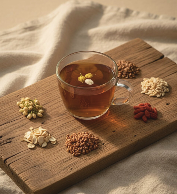 晚安飲｜睡前關機儀式 晚安飲、晚安茶、暖室本草、桂花茶、桂花草本茶、草本茶包、睡前草本茶、幫助入睡、無咖啡因茶包、睡前儀式茶、夜晚飲用茶