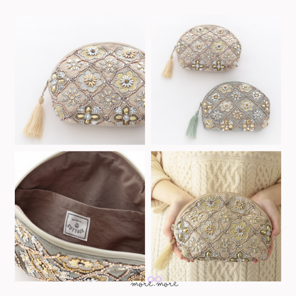 artipur Cottage珠繡半圓化妝包｜日本 