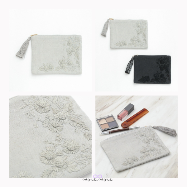 artipur Cottage扁平收納袋·單色刺繡｜日本 