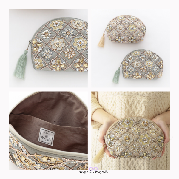 artipur Cottage珠繡半圓化妝包｜日本 
