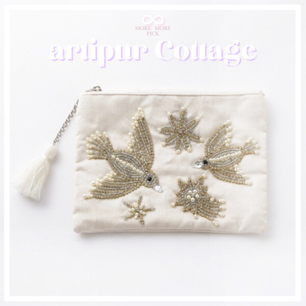 artipur Cottage扁平收納袋·小鳥珠繡｜日本 