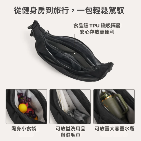 【美國Bagsmart】大容量半月包 16L 半月包 腋下包 原廠保固 單肩包 多隔層 可擴充設計 肩背袋可調 