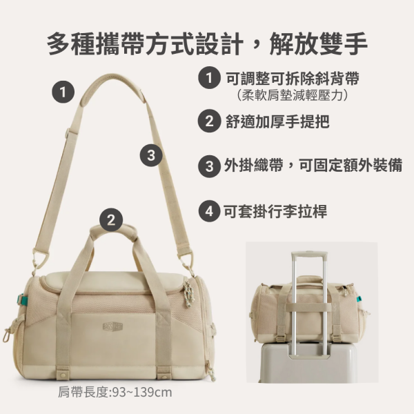 【美國Bagsmart】多功能旅行包 30L 登機包 旅行袋 大容量 健身包 鞋子隔層 背帶可拆 旅遊必備 
