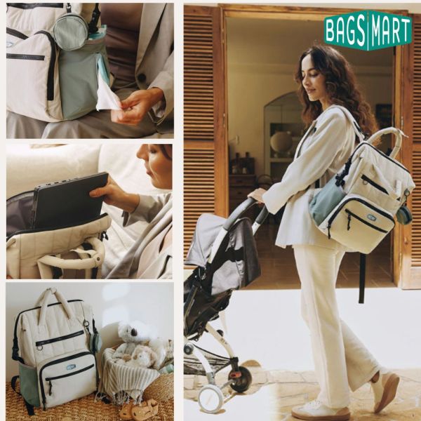 【美國Bagsmart】多功能育兒包 25L 媽媽包 後背包 輕巧容量 多隔層 育嬰用品 尿布墊 防水衣物袋 