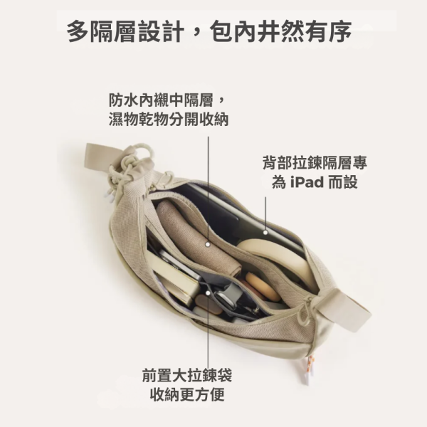 【美國Bagsmart】超輕量半月包 10L 半月包 腋下包 原廠保固 單肩包 多隔層 可擴充設計 肩背袋可調 