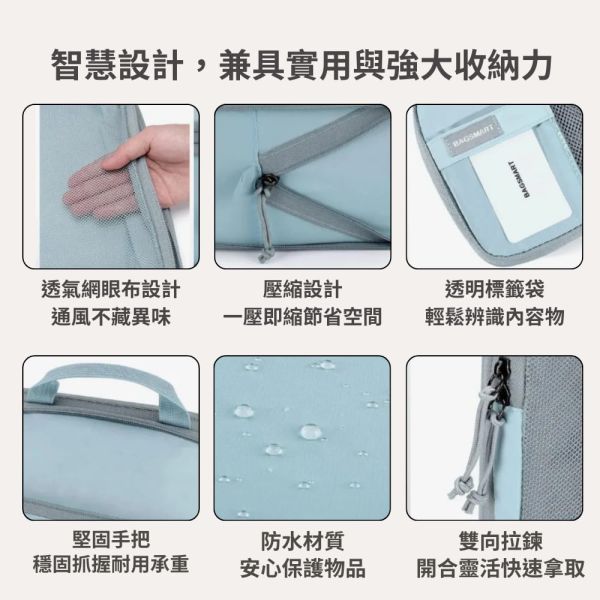 【美國Bagsmart】旅行壓縮袋6件組 鞋袋+S+S+M+M+L 壓縮袋 旅行收納袋 立方體可擴展 分隔設計 