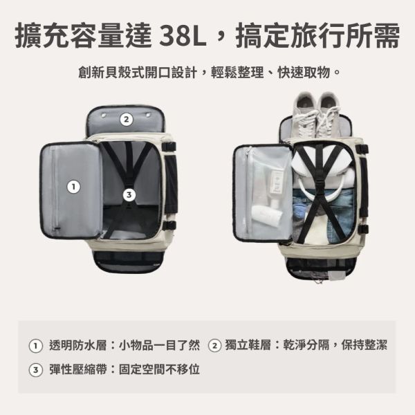 【美國Bagsmart】38L旅人擴充後背包 防盜背包 原廠保固 旅行背包 後背包 登山背包 大容量背包 