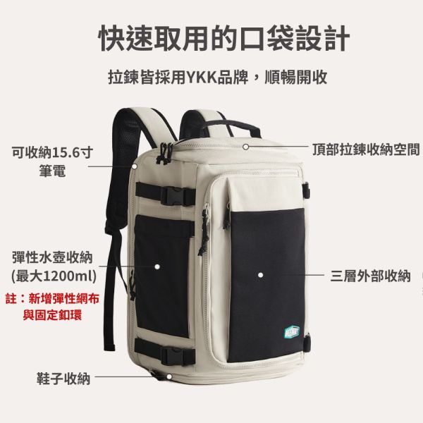 【美國Bagsmart】38L 旅人休閒後背包 + 壓縮收納袋6件組 