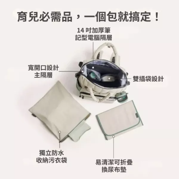 【美國Bagsmart】多功能育兒包 25L 媽媽包 後背包 輕巧容量 多隔層 育嬰用品 尿布墊 防水衣物袋 